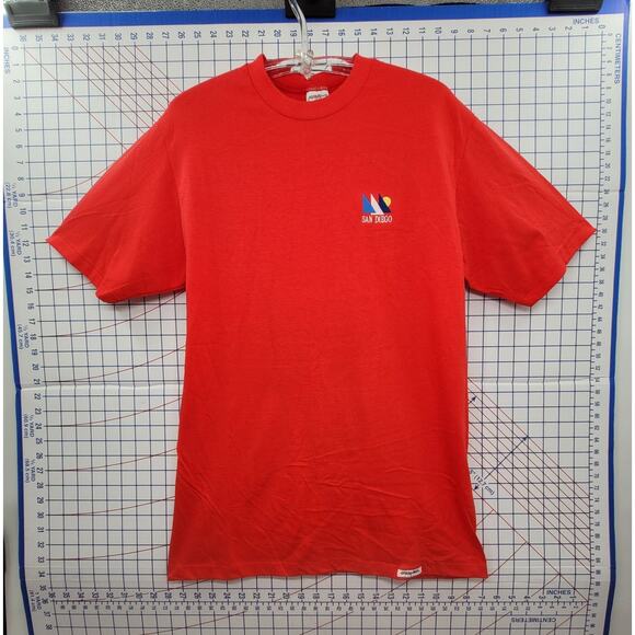 Vintage San Diego Embroidered Tee Crazy Shirts Single Stitch Red 90s Graphic - Picture 5 of 13